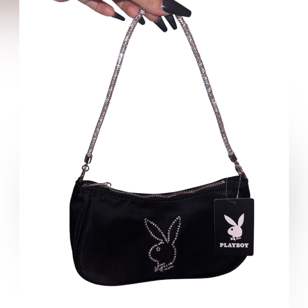 PLAYBOY Black Rhinestone Shoulder Bag